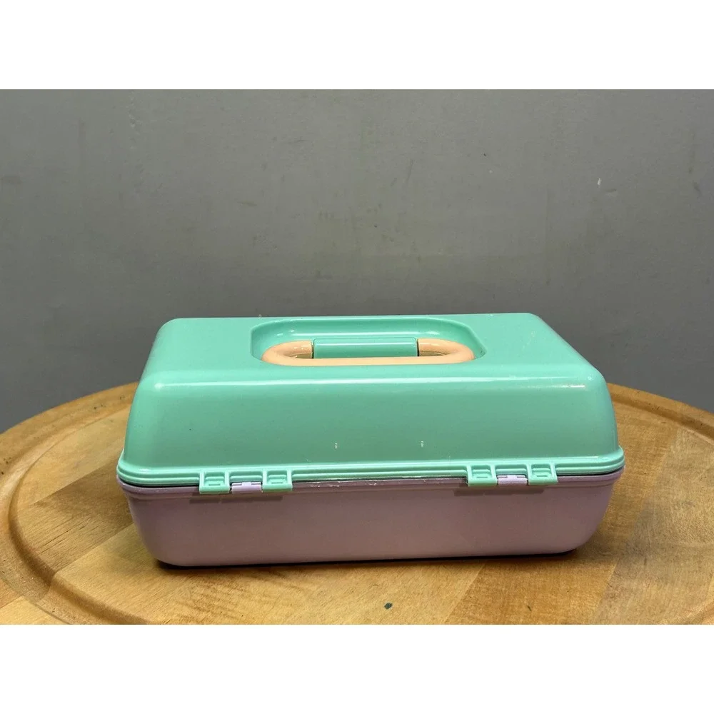 Caboodles Makeup Case Unisex OS Teal Purple Vintage 90s Retro Cosmetic Organizer